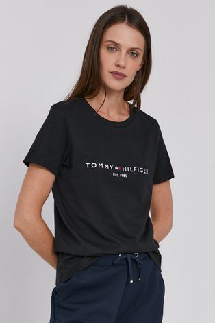 Tommy Hilfiger Tricou din bumbac culoarea negru
