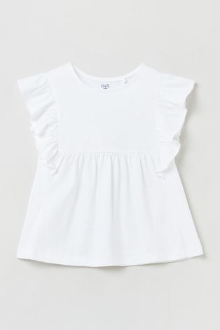 OVS t-shirt bawełniany dziecięcy kolor biały