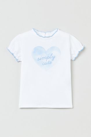 OVS t-shirt dziecięcy kolor biały