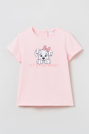 OVS t-shirt dziecięcy kolor różowy