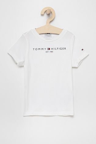 Tommy Hilfiger T-shirt bawełniany dziecięcy kolor biały z nadrukiem