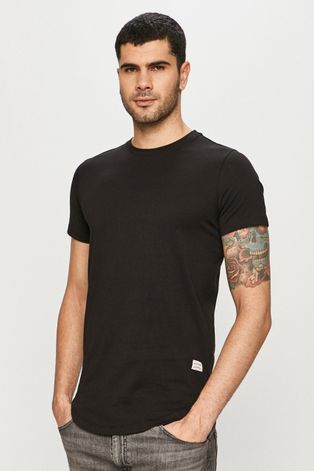 Tričko Jack & Jones čierna farba, jednofarebné