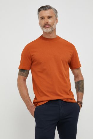 Selected Homme t-shirt bawełniany kolor brązowy gładki