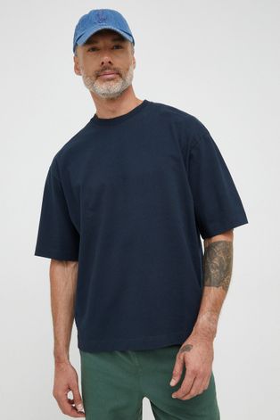 Marc O'Polo t-shirt bawełniany kolor granatowy gładki