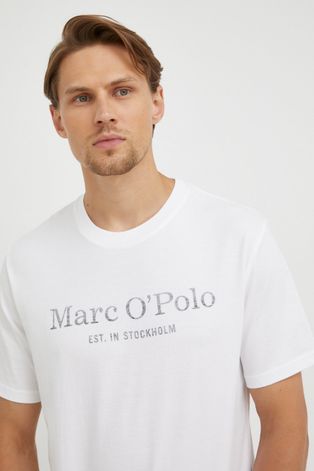Pamučna majica Marc O'Polo boja: bijela, s tiskom