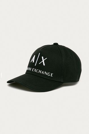 Čepice Armani Exchange černá barva, s aplikací