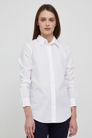 Lauren Ralph Lauren Koszula damska kolor biały regular z kołnierzykiem klasycznym