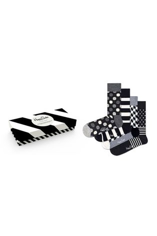 Happy Socks - Ponožky Classic Black & White (4-pack)