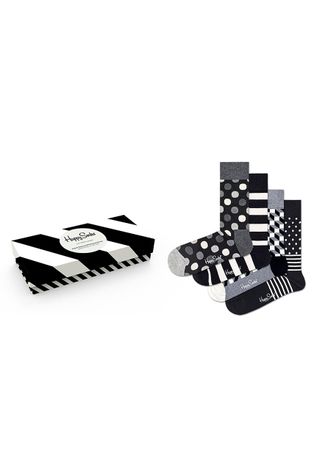 Happy Socks - Ponožky Classic Black & White (4-pack)