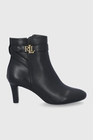 Шкіряні черевики Lauren Ralph Lauren жіночі колір чорний на шпильці