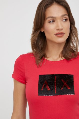 Armani Exchange t-shirt bawełniany kolor czerwony