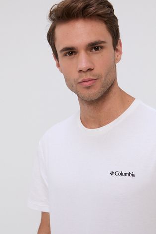 Columbia T-shirt bawełniany kolor biały z nadrukiem