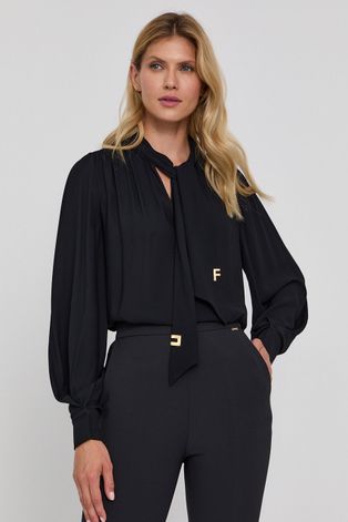 Блузка Elisabetta Franchi жіноча колір чорний гладка