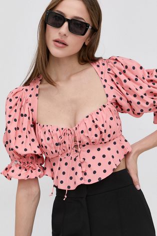 Блуза от розови листенца For Love & Lemons дамска в розово с десен