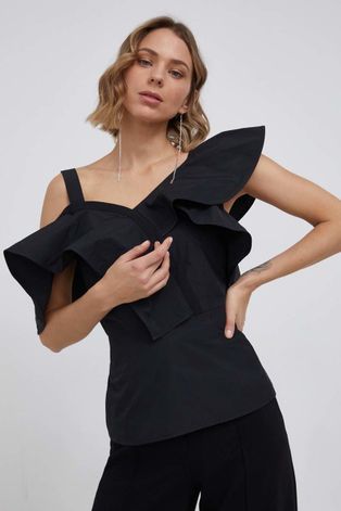 Блуза Sisley дамска в черно с изчистен дизайн