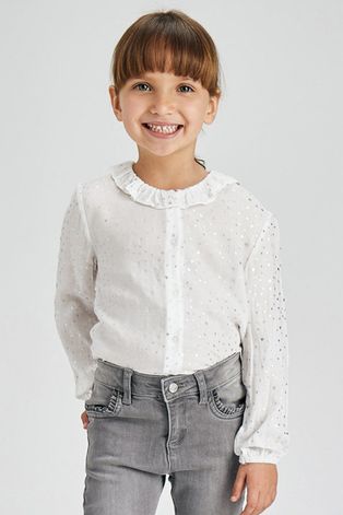 Дитяча блузка Mayoral колір білий візерунок