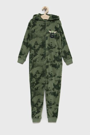 Dětský pyžamový overal GAP x Star Wars zelená barva, vzorovaný