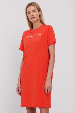 Ночная рубашка Tommy Hilfiger женская цвет оранжевый хлопковая