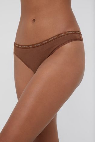 Calvin Klein Underwear Stringi (2-pack) kolor brązowy
