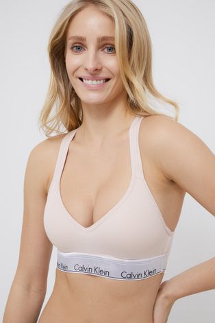 Podprsenka Calvin Klein Underwear krémová farba, bavlnená, jednofarebná