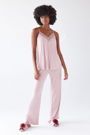 Pyžamo Women'secret růžová barva, krajkové