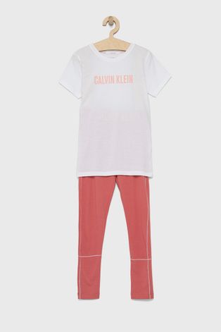 Calvin Klein Underwear pijamale de bumbac pentru copii culoarea roz, neted