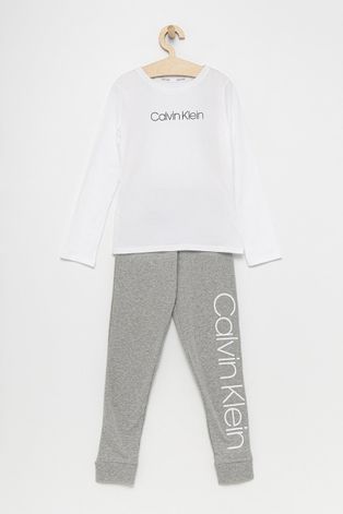 Dětské bavlněné pyžamo Calvin Klein Underwear šedá barva, melanžové
