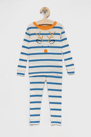 Dětské bavlněné pyžamo GAP krémová barva, s potiskem