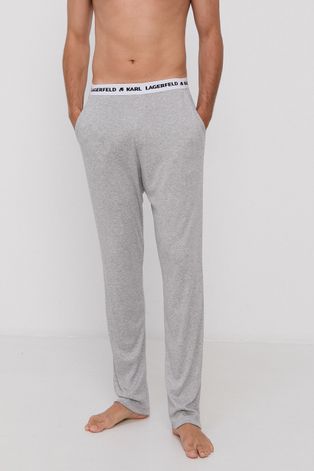 Pyžamové kalhoty Karl Lagerfeld pánské, šedá barva, hladké
