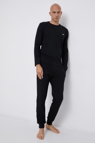 Emporio Armani Underwear Piżama męska kolor czarny z nadrukiem