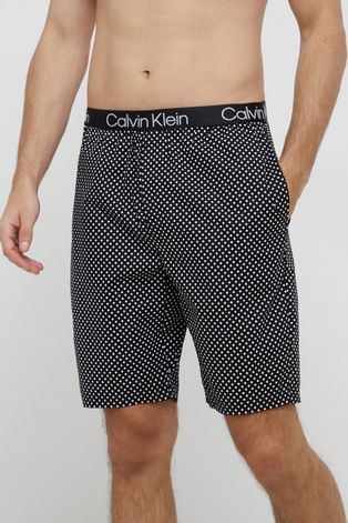 Pyžamové šortky Calvin Klein Underwear pánske, čierna farba, vzorované
