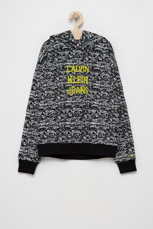 Детская хлопковая кофта Calvin Klein Jeans цвет чёрный с принтом