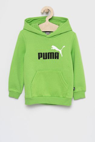 Детски суичър Puma в зелено с принт