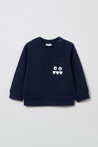 OVS Bluza bawełniana dziecięca kolor granatowy z aplikacją