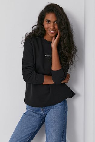 Calvin Klein Bluza damska kolor czarny gładka