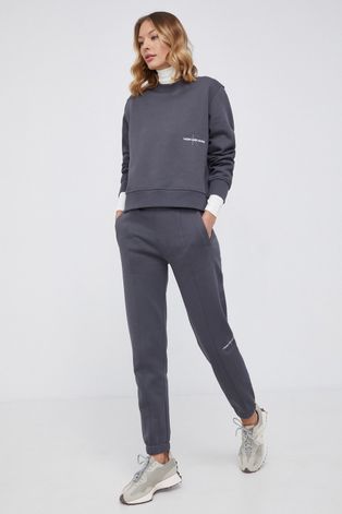 Mikina Calvin Klein Jeans dámská, šedá barva, s aplikací