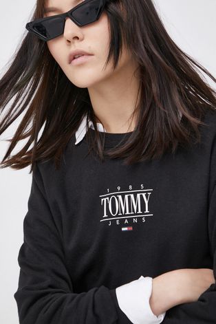 Mikina Tommy Jeans dámská, černá barva, s potiskem