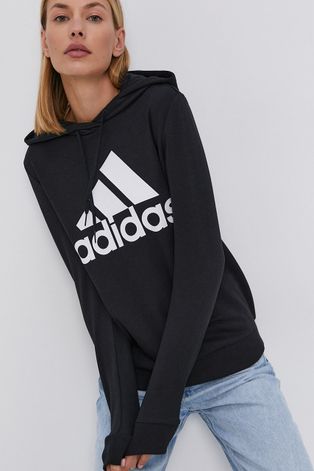 Adidas Bluză femei, culoarea negru, cu imprimeu