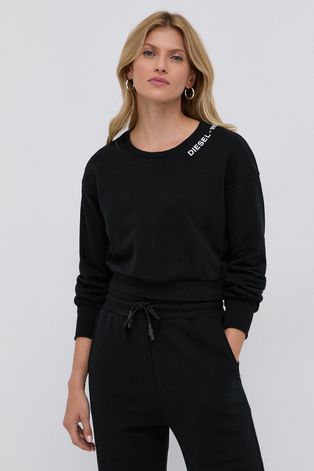 Diesel Bluză femei, culoarea negru, cu imprimeu
