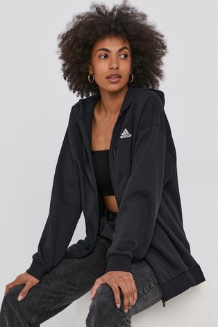adidas Bluza damska kolor czarny z kapturem gładka
