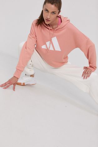 Mikina adidas Performance dámská, oranžová barva, s potiskem