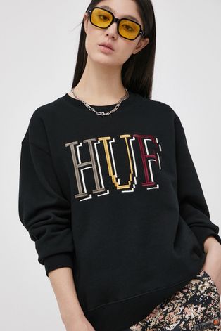 HUF Bluza damska kolor czarny z aplikacją