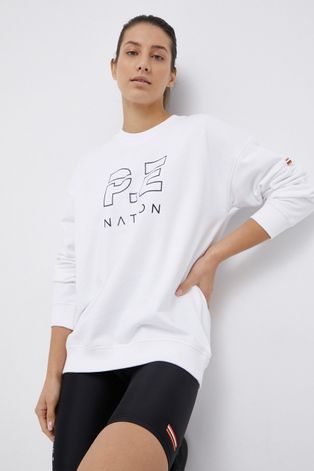 Памучен суичър P.E Nation дамски в бяло с изчистен дизайн