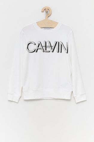 Детская кофта Calvin Klein Jeans цвет белый с принтом