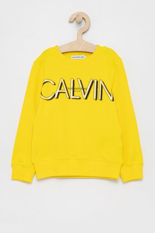 Calvin Klein Jeans Bluza dziecięca kolor żółty z nadrukiem