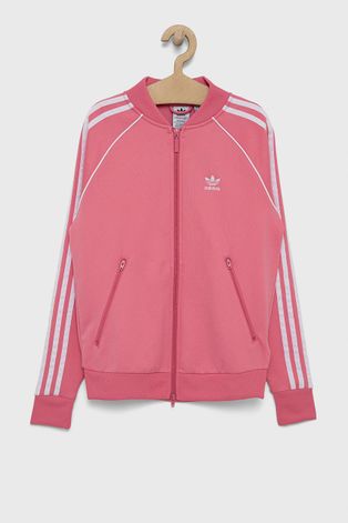 adidas Originals Bluza bawełniana dziecięca H34591 kolor różowy z aplikacją