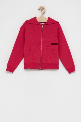 Детская кофта Calvin Klein Jeans цвет красный однотонная