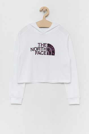The North Face Hanorac de bumbac pentru copii culoarea alb, cu imprimeu