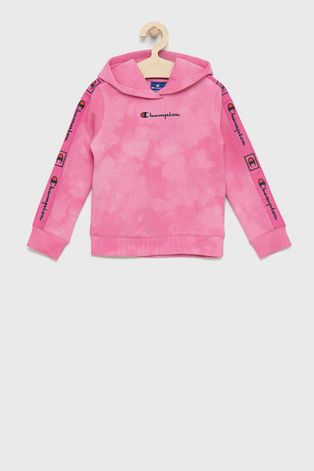 Champion Bluza dziecięca kolor różowy z kapturem z nadrukiem