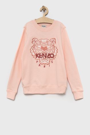 Kenzo Kids Bluza bawełniana dziecięca kolor różowy z aplikacją